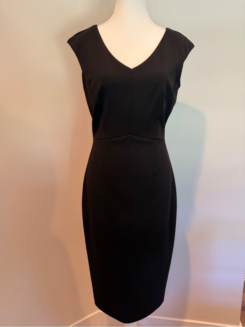 Ivanka Trump Black V-Neck Midi Sheath Dress